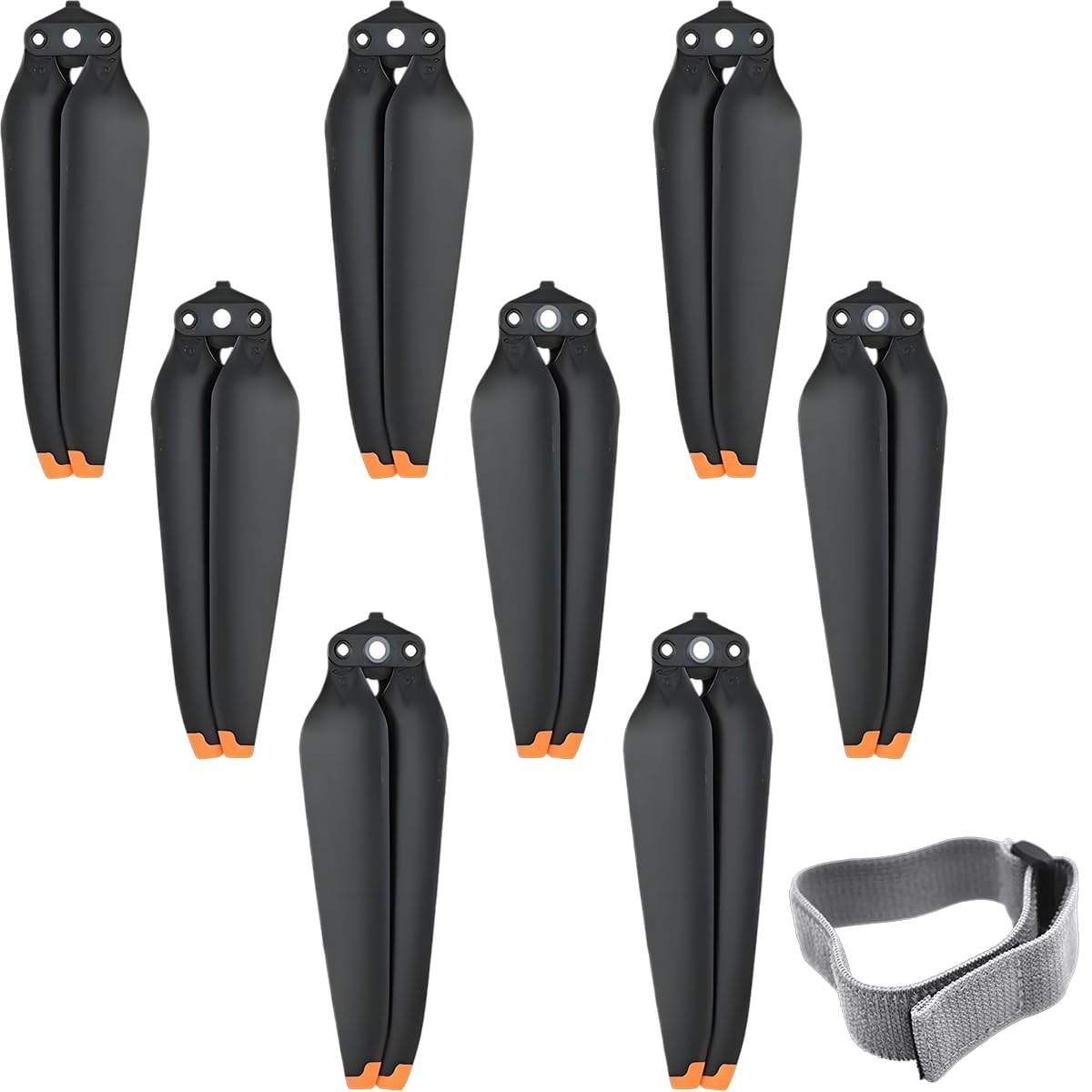 ZHUROUPU 8Pcs Replacement Propellers for DJI Air 3/3S Drone, 8747F Low Noise Quick Release Foldable Drone Blades Wings Parts Accessories for Air 3/3S with Propeller Holder Strap (Orange Tip) — image 1