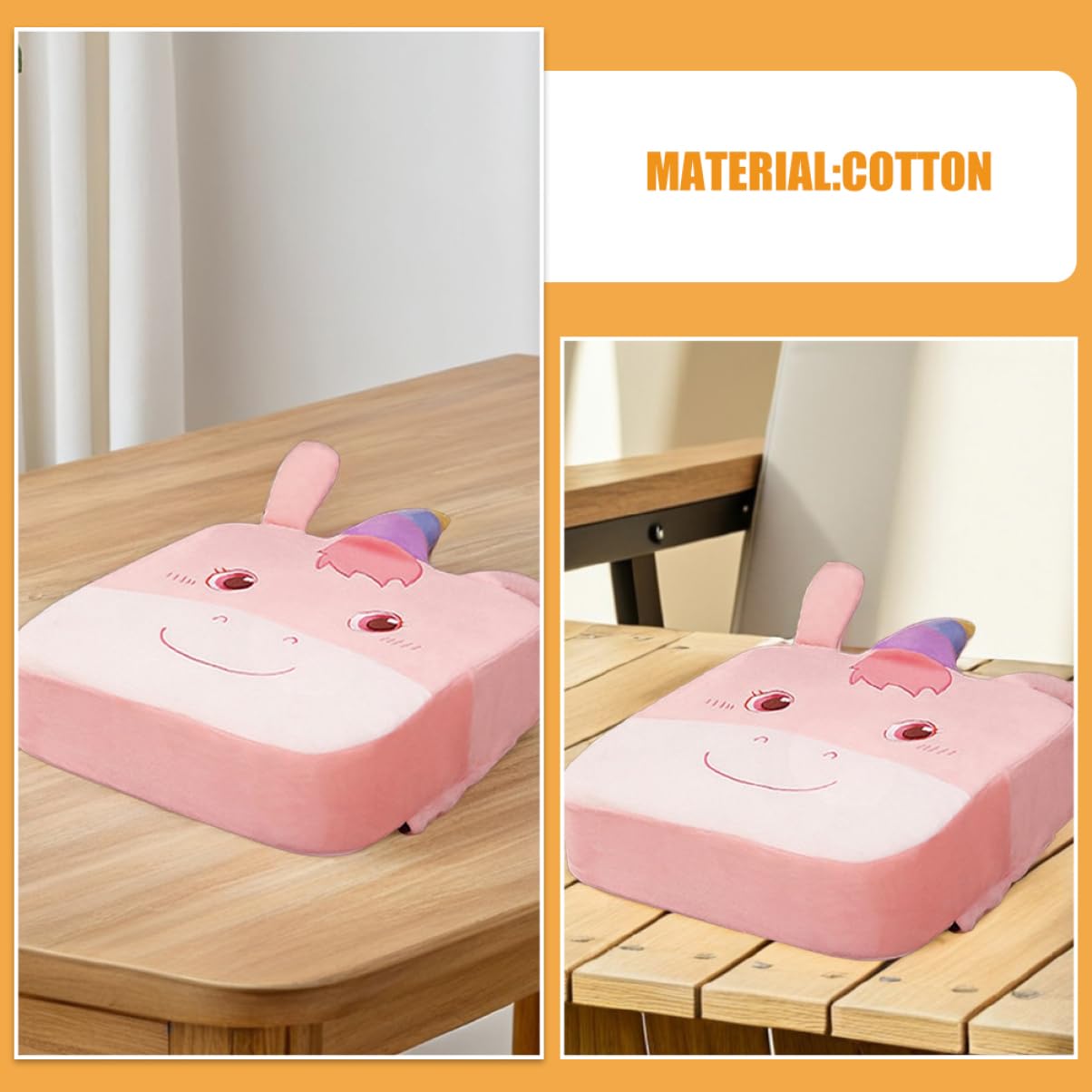 COLLBATH Seggio Rialzato per Sedia da Pranzo in Cotone, Cuscino Antiscivolo per Bambini e Studenti, Facile da Pulire, per Casa e Scuola