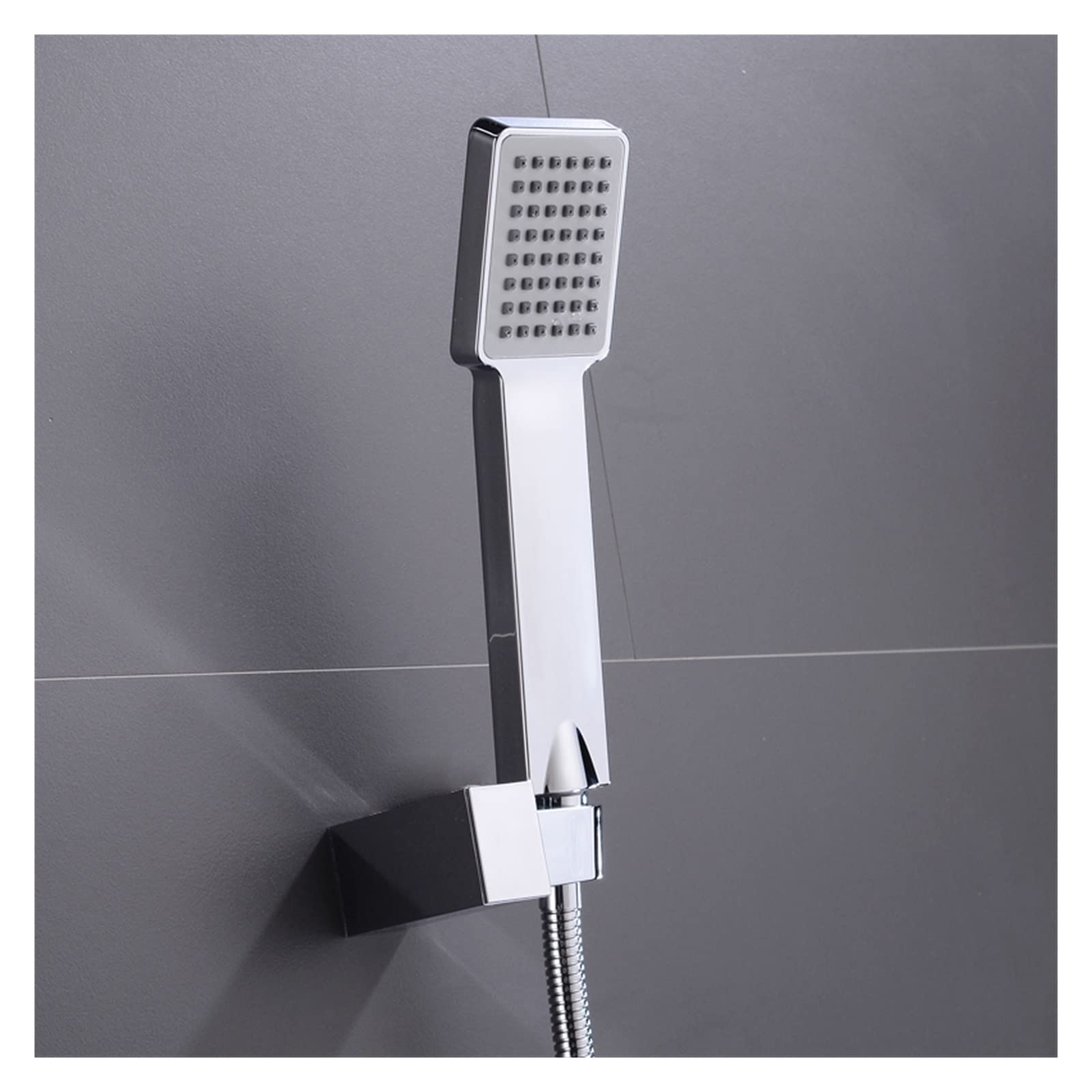 Cabezal de Ducha de Alta presión Cuadrado con Ahorro de Agua, Ducha de Mano Universal ABS con Soporte y Manguera