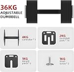 10-80lb Adjustable Dumbbells, Single Dumbbell, Quick Weight Adjustment, Lockable Square Weight Plate Dumbbell Set, Suitable for Home Gyms.