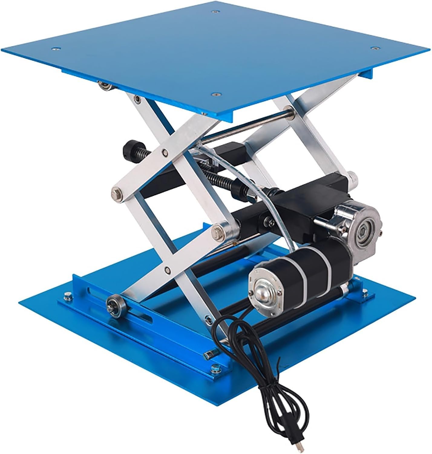 Elektryczny podnośnik laboratoryjny, aluminiowy stojak laboratoryjny, regulowana wysokość 95-375 mm, platforma 300 x 300 mm, nośność 30 kg do eksperymentów fizycznych i chemicznych
