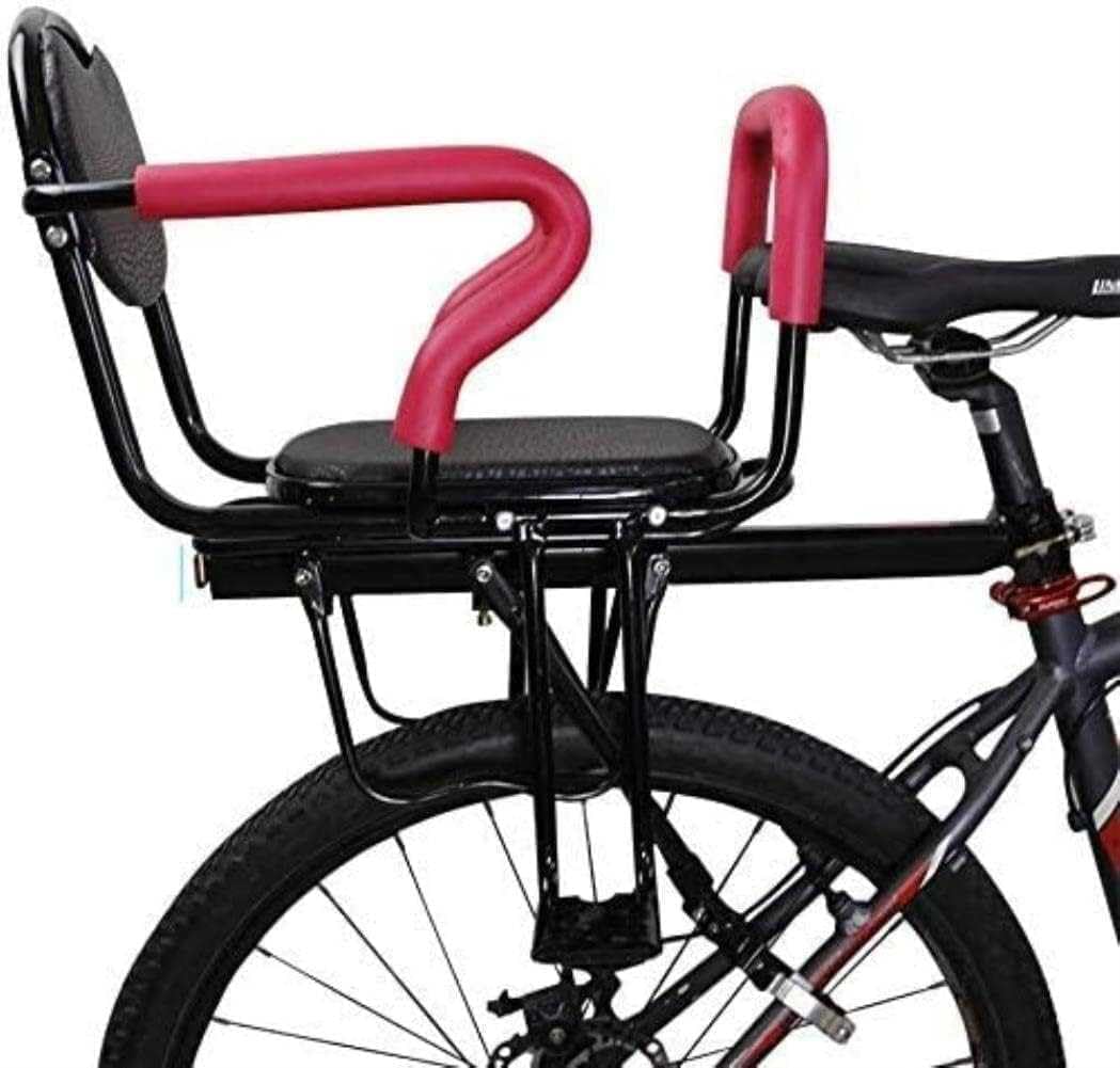 Rear Child Bike Seat,Child Bike Seat for 2-6Year Old,Back Mount Child Seat for Adult Bike,with Armrests Pedals Seat Belt,with Cushion & Backrest Foot Pedals,Mpatible with Most Bicycles,