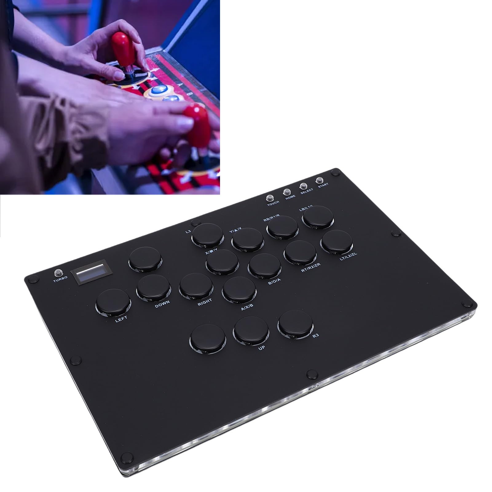 Diyeeni Arcades Fight Stick, Game Fighting Joystick PC con Luz RGB, Intercambiable en Caliente, Controlador sin Palanca de 5 Modos para SteamDeck para ROG ALL para para Android para