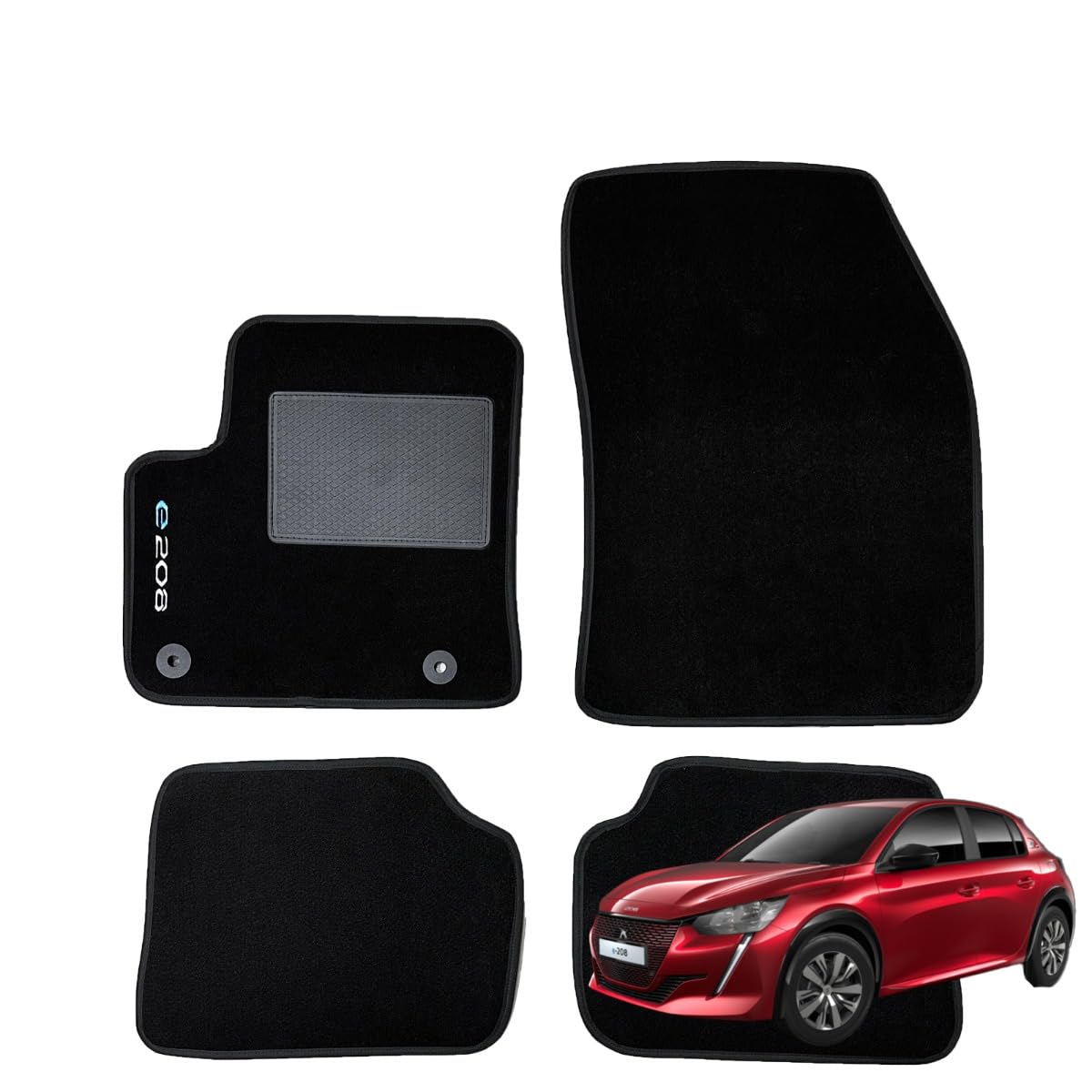 Tappetini Auto In Moquette Per Fiat Punto Evo Dal 2008 - Serie 4 Pezzi Neri - Con Battitacco Cucito - Foto 9