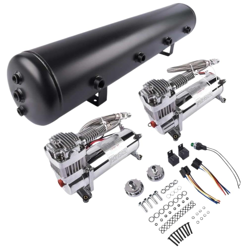 Air Compressor Kit with 150 PSI On / 180 PSI Off Pressure Switch and Relay for Air Ride Suspension Systems Compatible with AP03 580