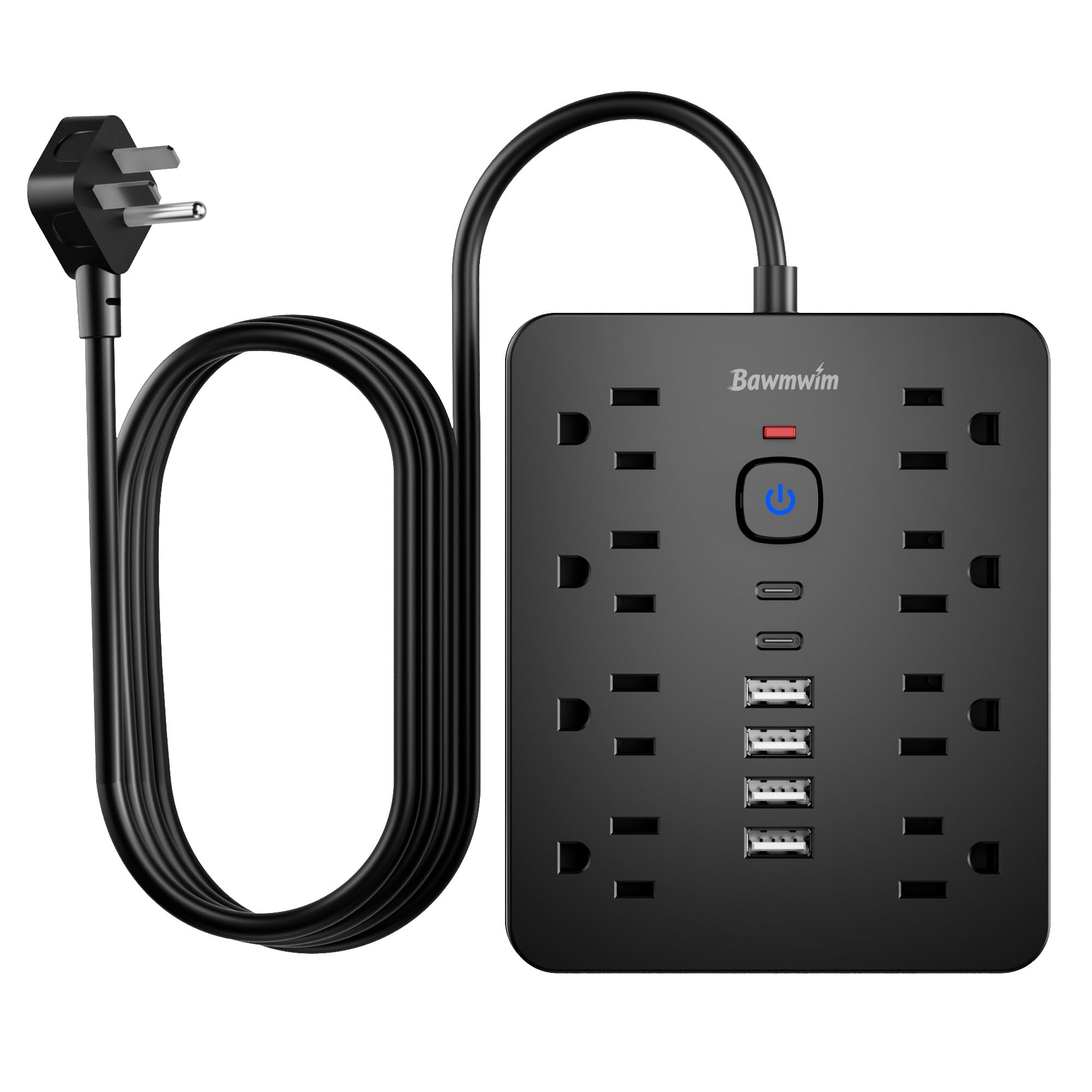 Photo 1 of [USB ports are Non-Functional] Bawmwim Surge Protector Power Strip, 8 Outlets(1850W/15A/14AWG), 6 USB Charging Ports(2 USB C), 10FT Flat Plug Extension Cord Outlet Extender with Overload Protection, ETL Certified for Office