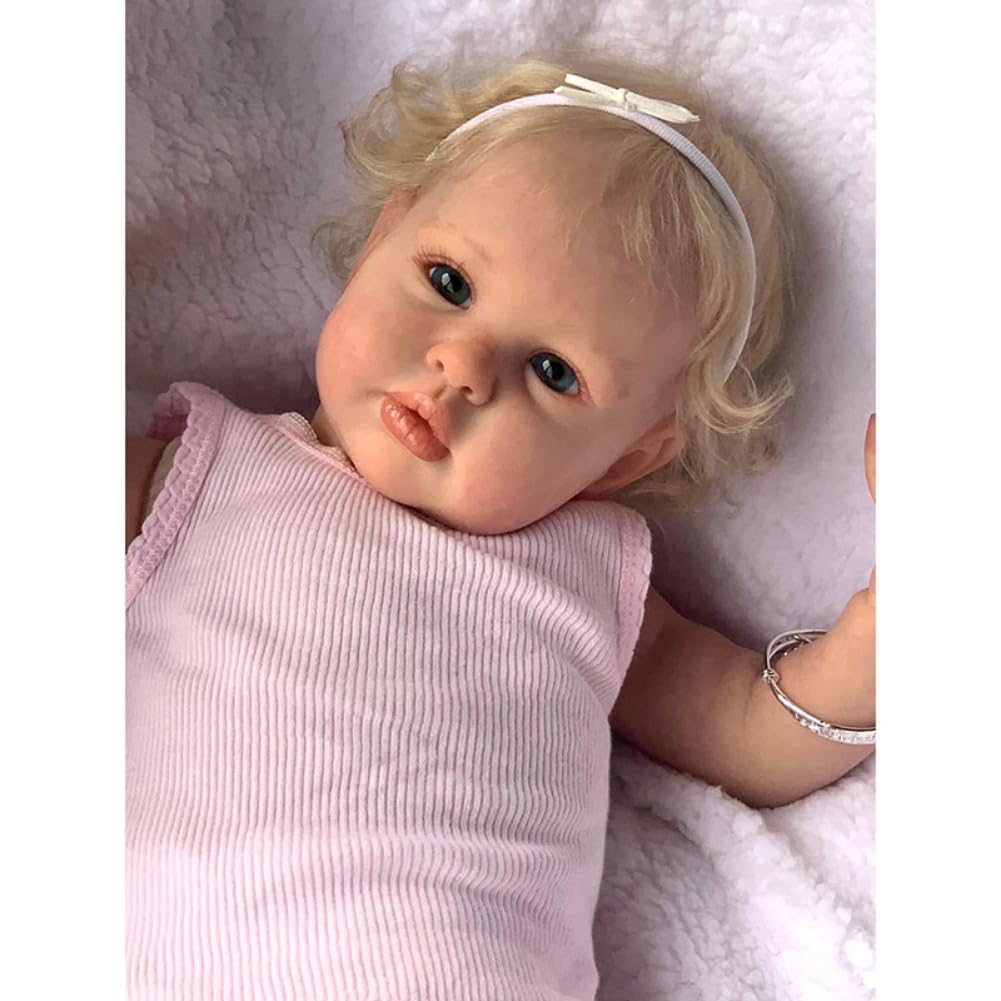 Bambola Lonian Reborn Toddler 60 Cm, Morbida E Realistica Con Capelli Biondi Radicati E Corpo In Stoffa, Set Completo Con Ciuccio E Biberon, Regalo Per Bambine - 2