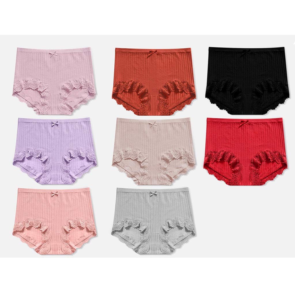 Bikinis Taillenslips 3er Pack Damen Slips Maxi Damen Hipster Mid Rise Slips 100% Baumwolle Full Comfort Fit Unterwäsche Baumwolle High Leg Brief, 5 Stil (Color : C)