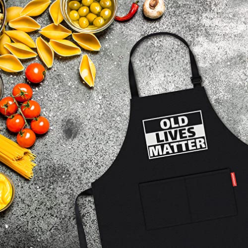 Apronpanda Old Lives Matter Kitchen Apron For Men Women - 40Th 50Th 60Th 70Th Birthday Gifts For Men Women, Retirement Gift For Coworkers Friend, Gift For Mom And Dad, Gag Gift For Grandpa, Grandma #TOP4