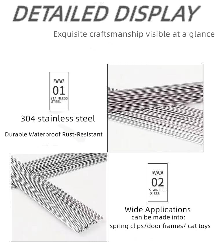 Image of 50PCS Stainless Steel Spring Wire, 40CM 0.8mm Elastic Steel bar Round Bar Silver