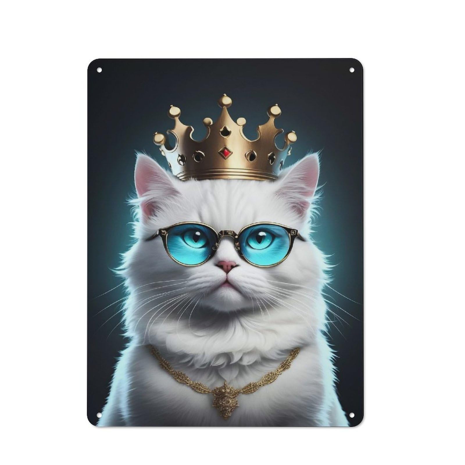 Junmoney Cute Queen White Cat Vintage Tin Sign 40X30cm With For Living Room Or Hallway, For Living Room Decor Lovers