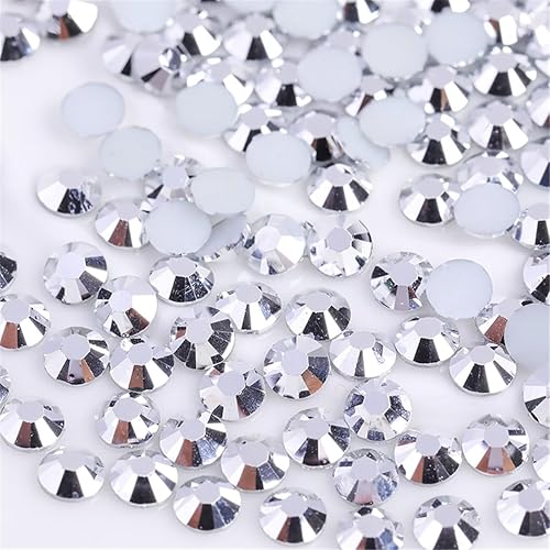 500 unidades de diamantes de imitación SS30 con parte trasera plana de 0.236 pulgadas (0.236 in) de cristal transparente, gemas redondas para arte