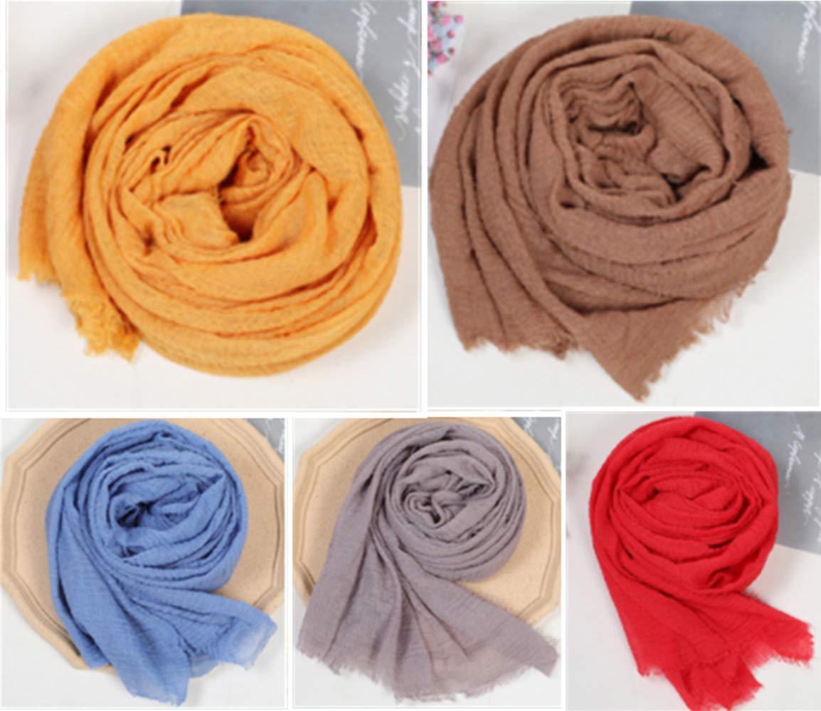 5 Pieces of Pure Color Cotton, Linen and Linen Scarf, Square Scarf Or Fringed Fringe Scarf, Classic Color, Fashion Style