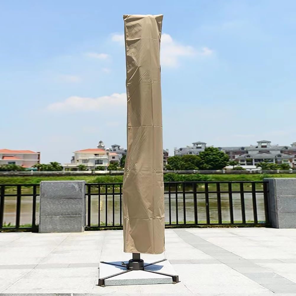 Copertura impermeabile per ombrellone da esterno con coulisse regolabile, 195 x 40 cm, colore cachi