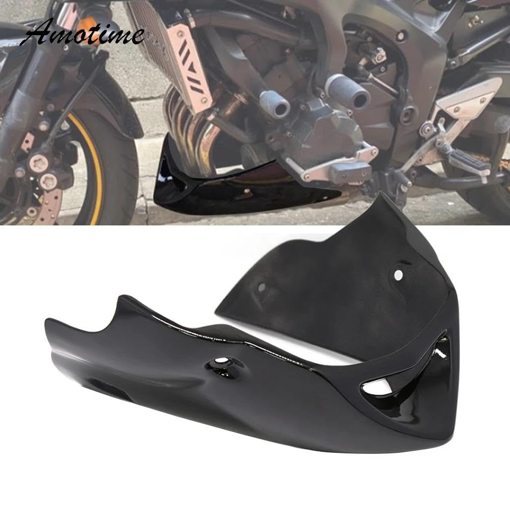Aileron Moto pour FZ6 pour Fazer 600 S2 2004-2010 Mentonnière Becquet Avant Inférieur Carénage Couvercle Pièces Moto Sabot Moteur Moto(Bright Black)