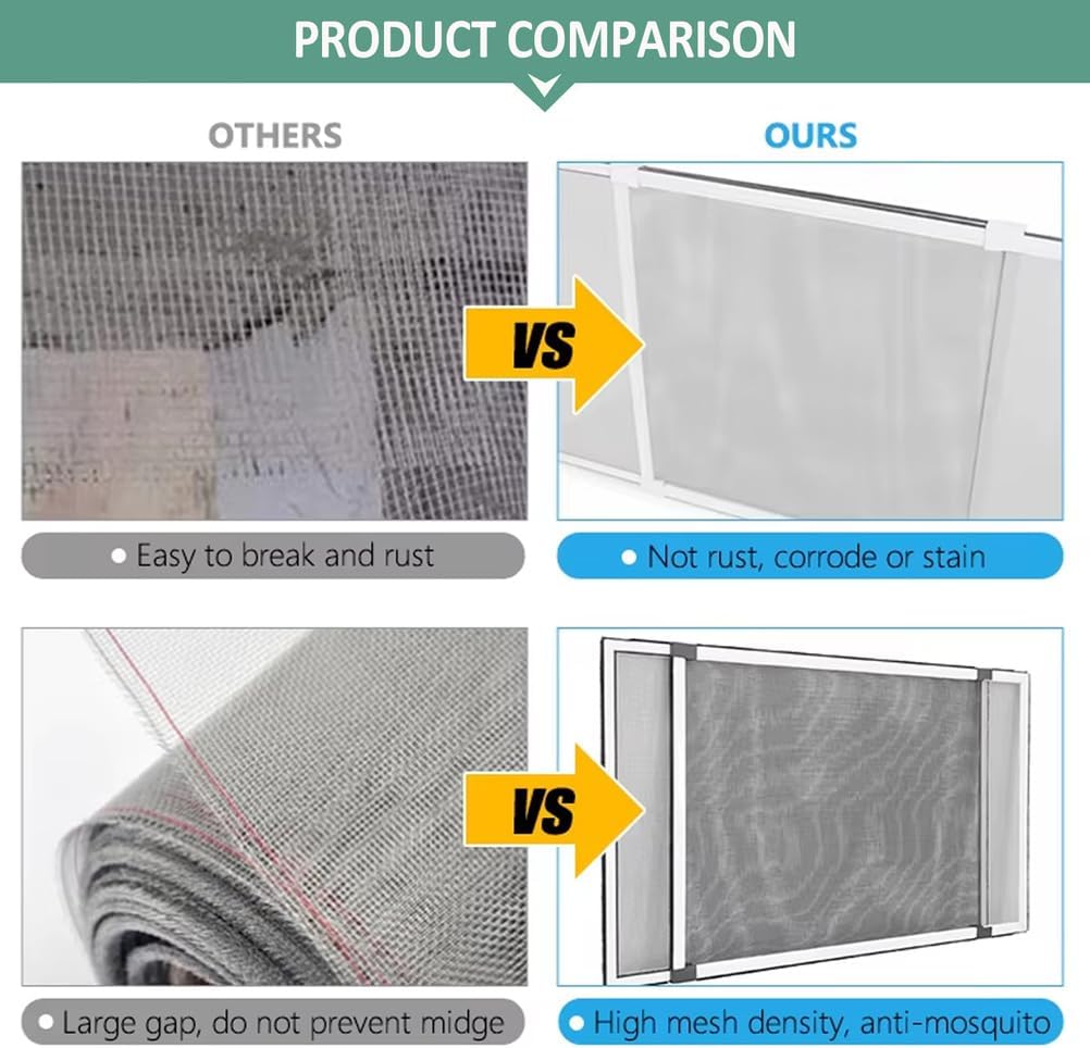 Adjustable Aluminum Alloy Window Screen, Easy Install Washable Window Screen, Aluminum Window Screen for Standard Size Home Windows,2 Pack