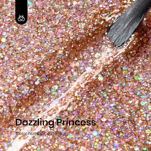 Image of Beetles Glitter Gel Nail Polish 15ML Rose Gold Reflective Pink Gel Polish Dazzling Princess Nail Art Design Manicure Salon (1Pcs)