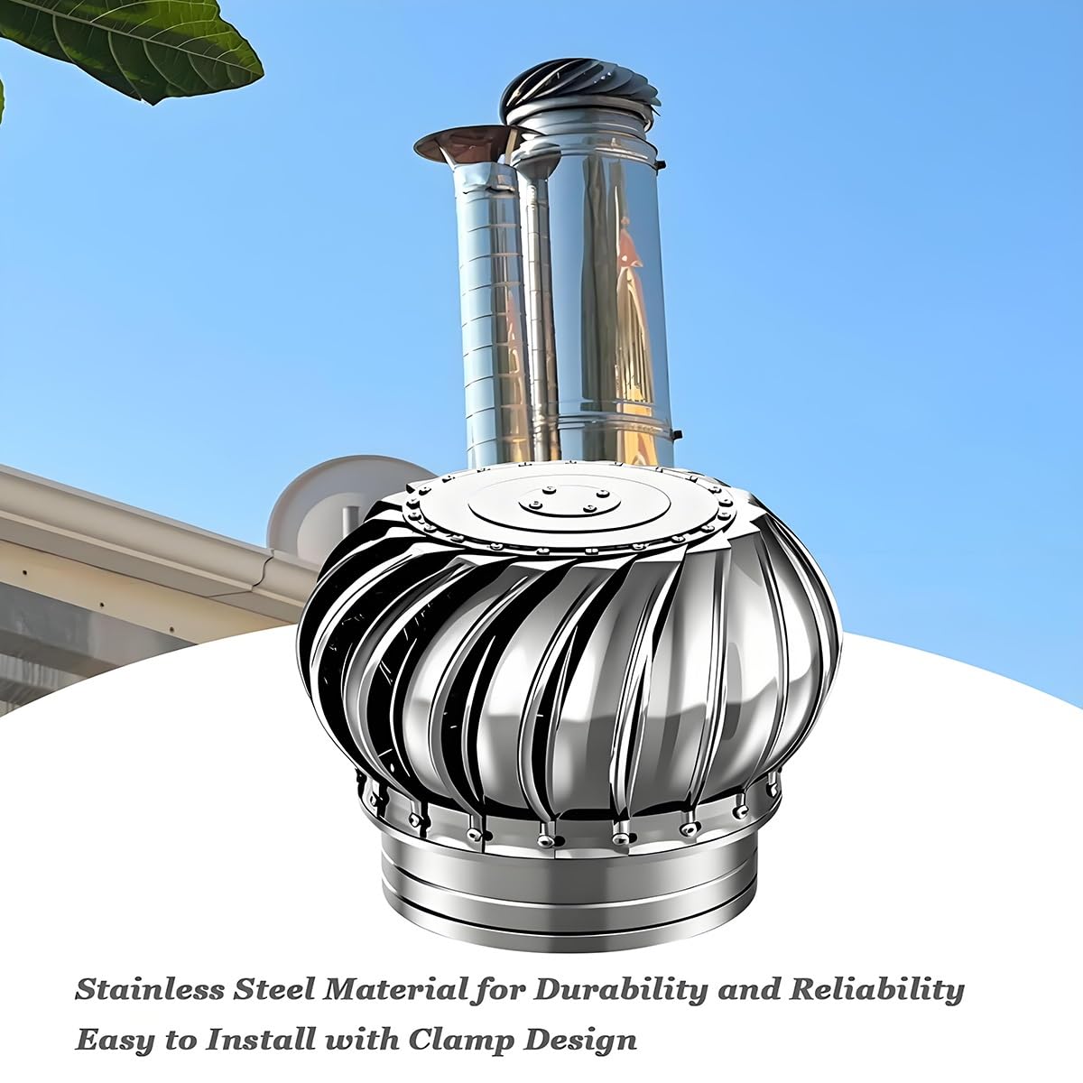 Sombrero De Chimenea En Acero Inoxidable Sombrero Eolico Giratorio Campana De Techo para Casas Fábrica ático 110 200 250 300 500 mm Fácil De Instalar(19.7in/500mm)