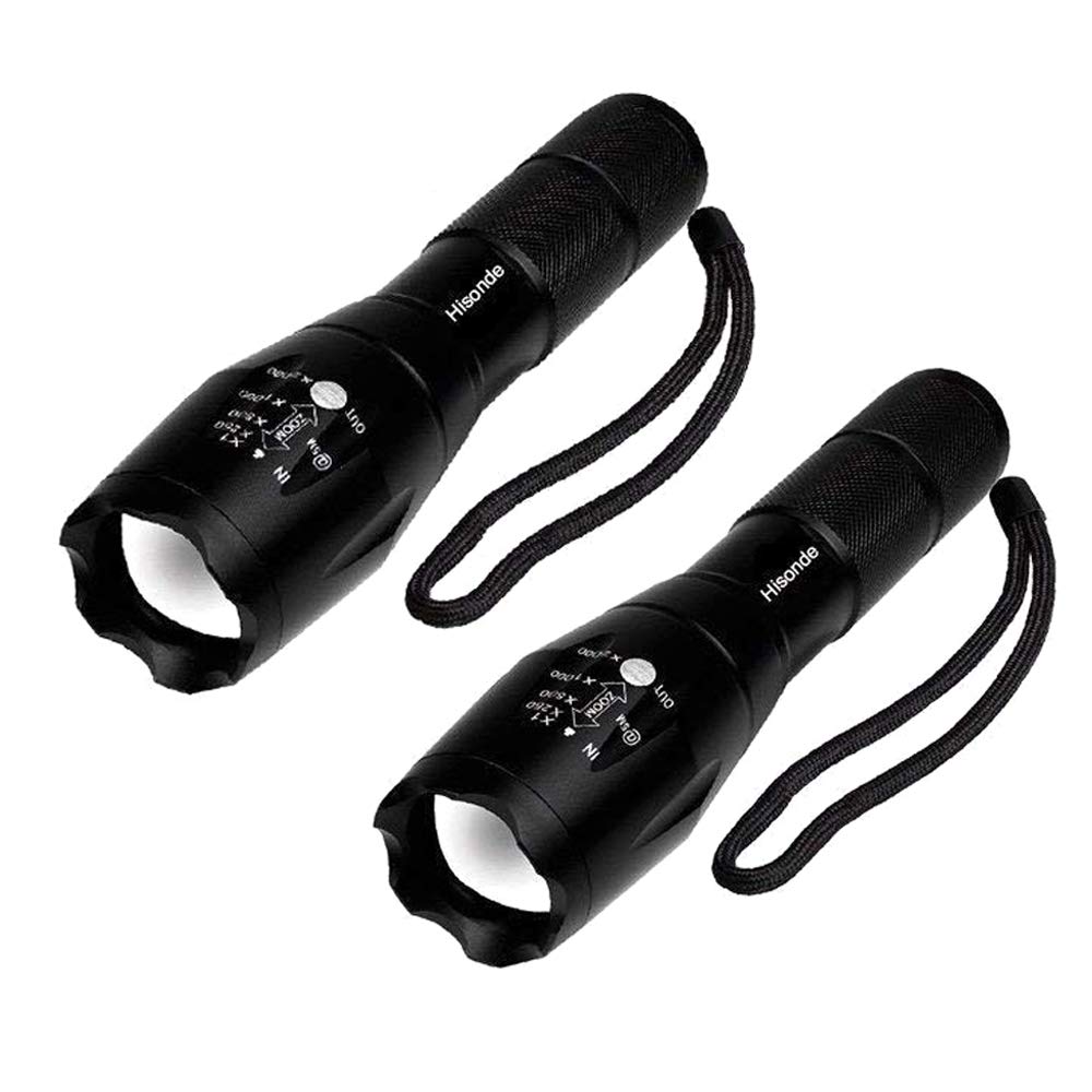 2 Pcs LED Tactical Flashlight Super Bright 5 Modes 1200 Lumens LED Flashlights Portable Zoomable Flash Lights Water Resistant Torch Light
