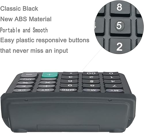 Miniatura 4 de Calculadoras BESTWYA Calculadora de escritorio portátil de 12 dígitos de doble potencia con pantalla LCD grande, botón sensible grande (negro,