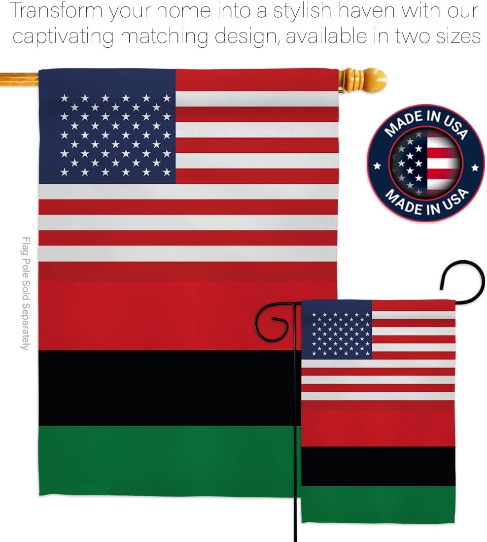 African American US Friendship Garden Flag - Set with Stand Regional Nationality Nation International World Country Particular Area - House Banner Small Yard Gift Double-Sided 13 X 18.5