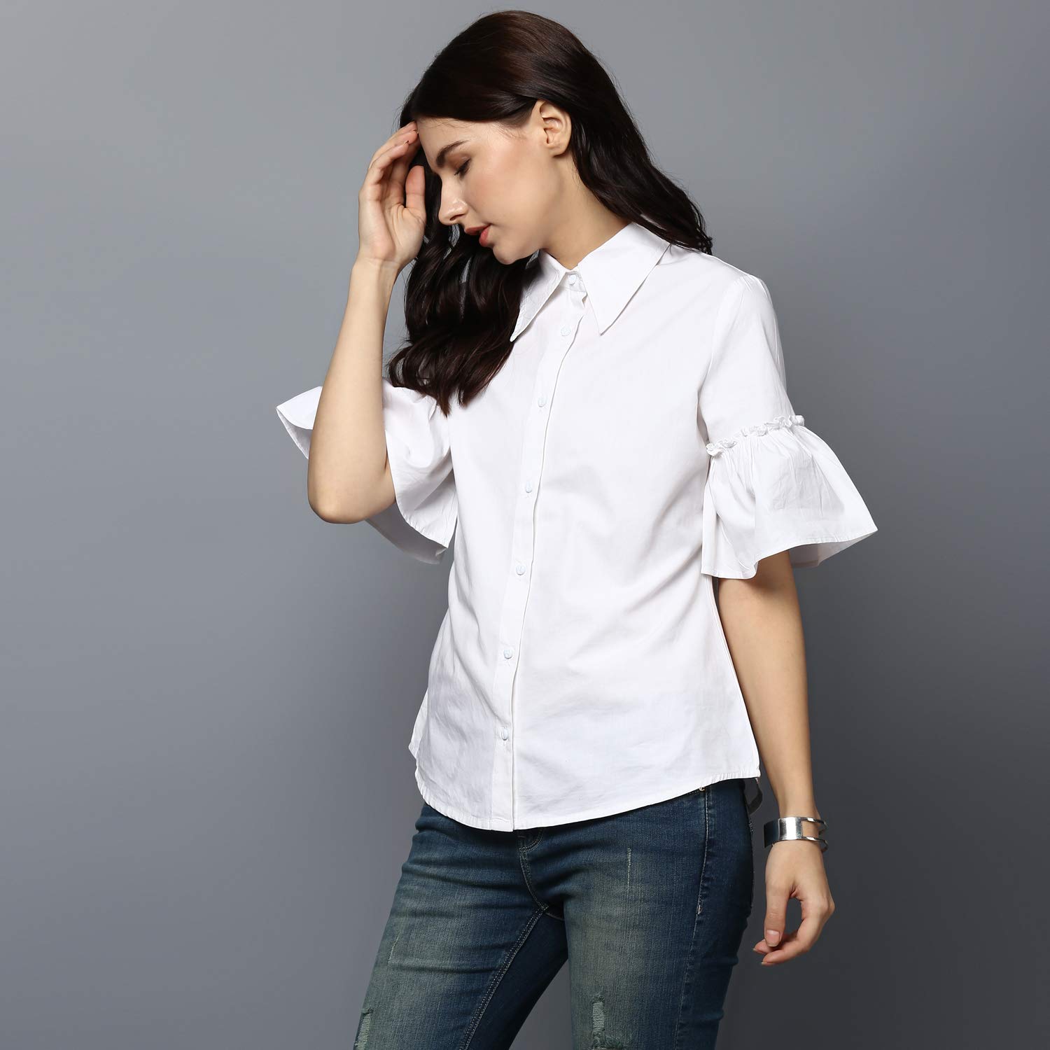 StyleStone White Cotton Bell Sleeve Top 2