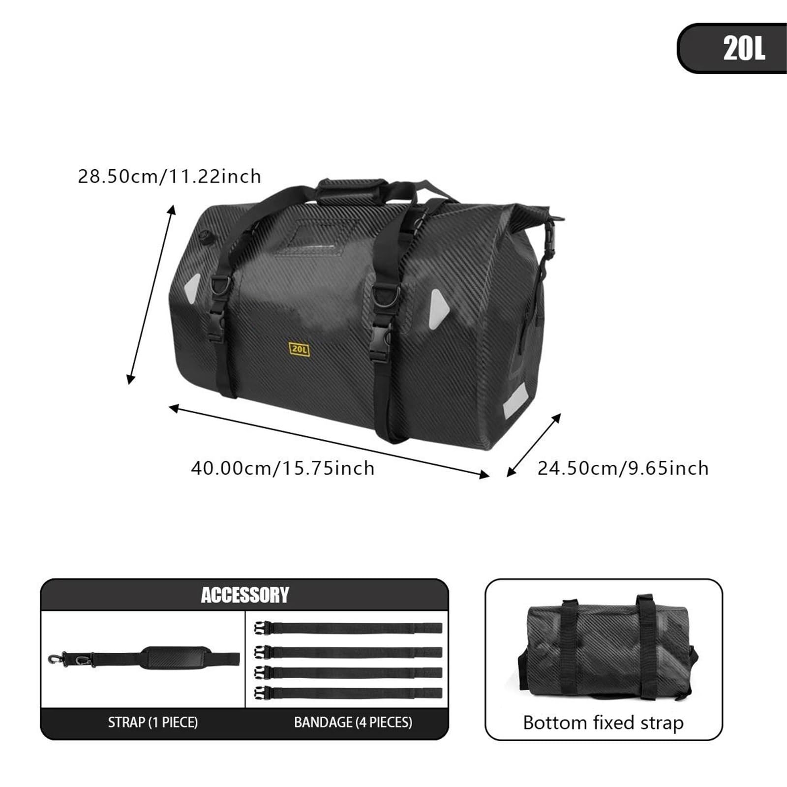 Reisebeutel Multifunktionale Motorrad-Topcase-Tasche, 20 L, Rücksitztasche, Kofferraumgepäck, Outdoor-Schultertasche