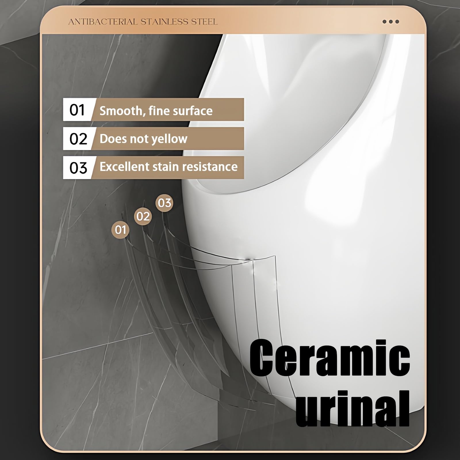 Pisuar naścienny, automatyczne spłukiwanie z czujnikiem radaru mikrofalowego, konstrukcja ceramiczna, mocny spłukiwacz wodospadowy, do użytku na zewnątrz lub w łazience komercyjnej