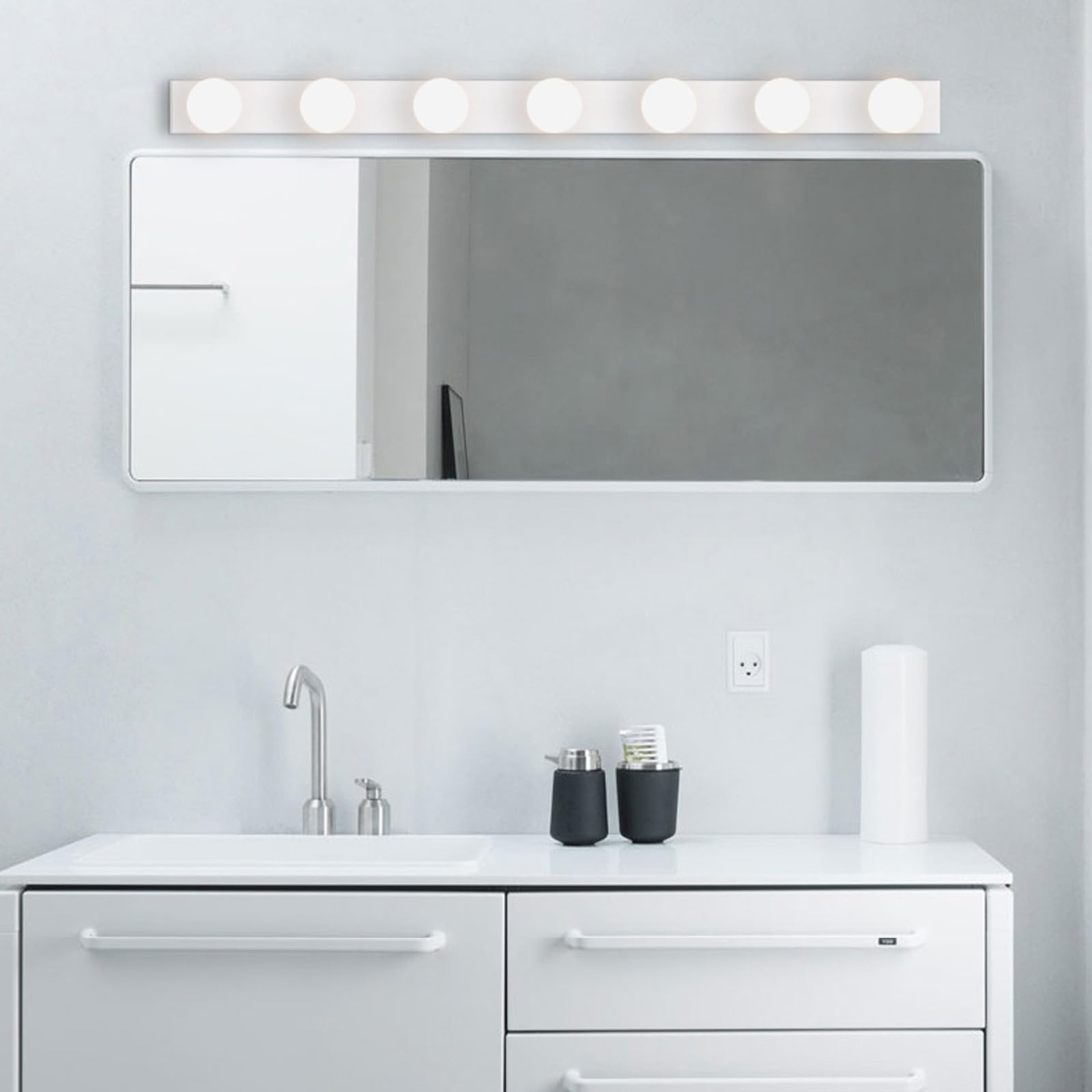 LED Bad Spiegelleuchte Wandlampe Indoor Wasserdichte Wandleuchte Hollywood Stil Wandbeleuchtung Moderne Lange Wandleuchten für Schminklicht Beleuchtung (Weiß-Warmes Licht,40cm 3-Glühbirnen)