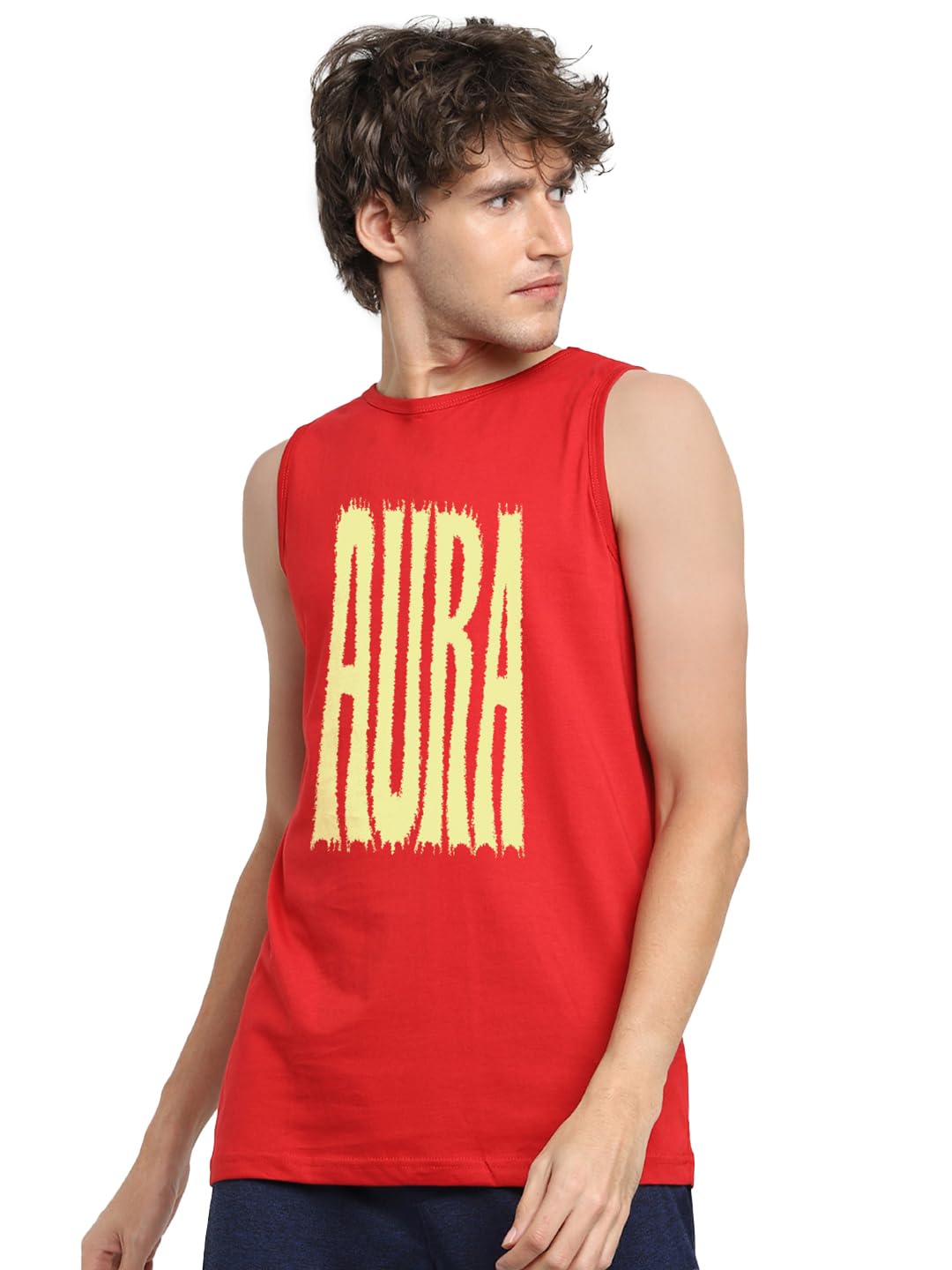 bewakoof Men's Typography Regular Fit Sleeveless Round Neck Pure Cotton Vest-picture-34