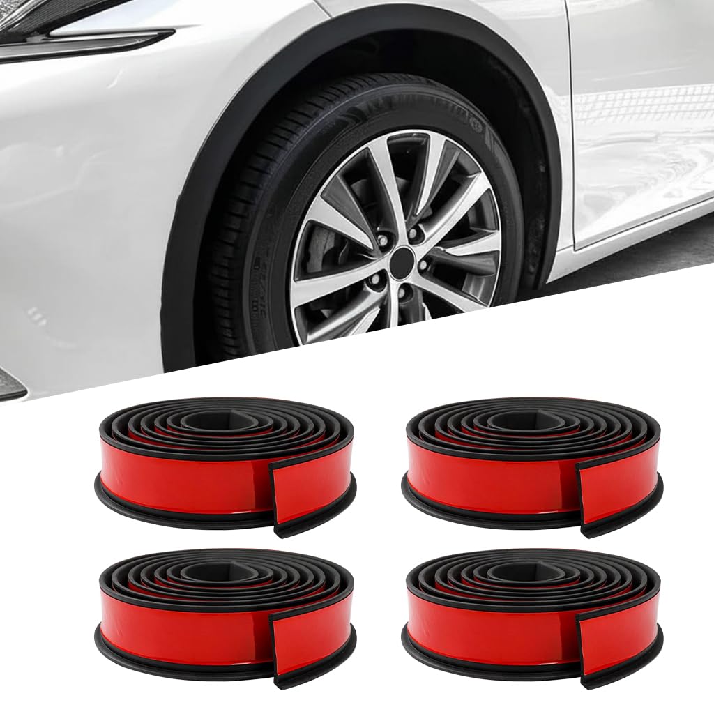 STHIRA 4 Pcs Self-Adhesive Car Wheel Arch Protector 4.5cm Rubber Trim - Image 1