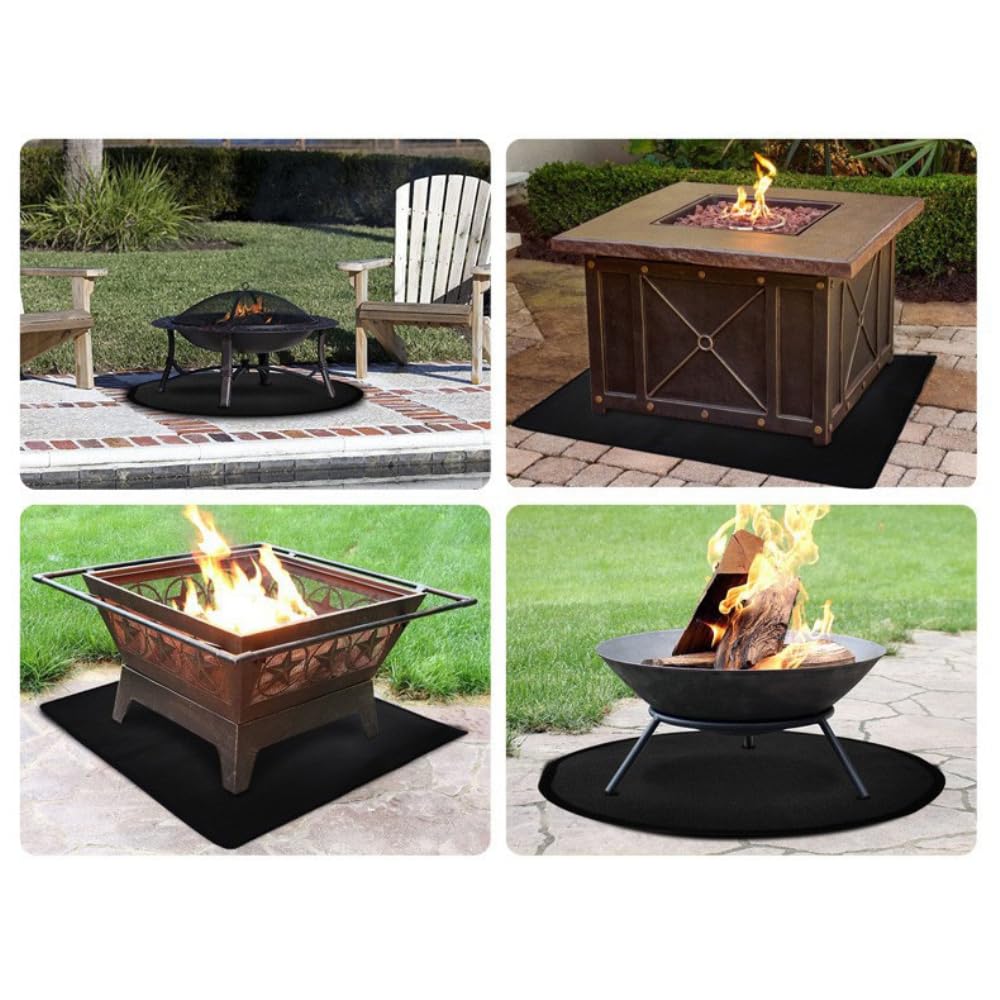 Grillunterlage für Außengrills,Hitzeschutzmatte Grillteppich Grillmatten,Feuerfeste Unterlage,BBQ Matte,Bodenschutzmatte Schutzunterlage für Gasgrill Holzkohlegrill Kamine,Schwarz,127x97CM