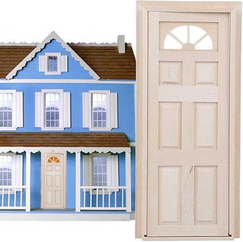 Miniatura 7 de Puerta de casa de muñecas, 1:12 casa de muñecas de madera en miniatura simulada puerta mini ventana modelo juguete accesorio Cargostrap casa de