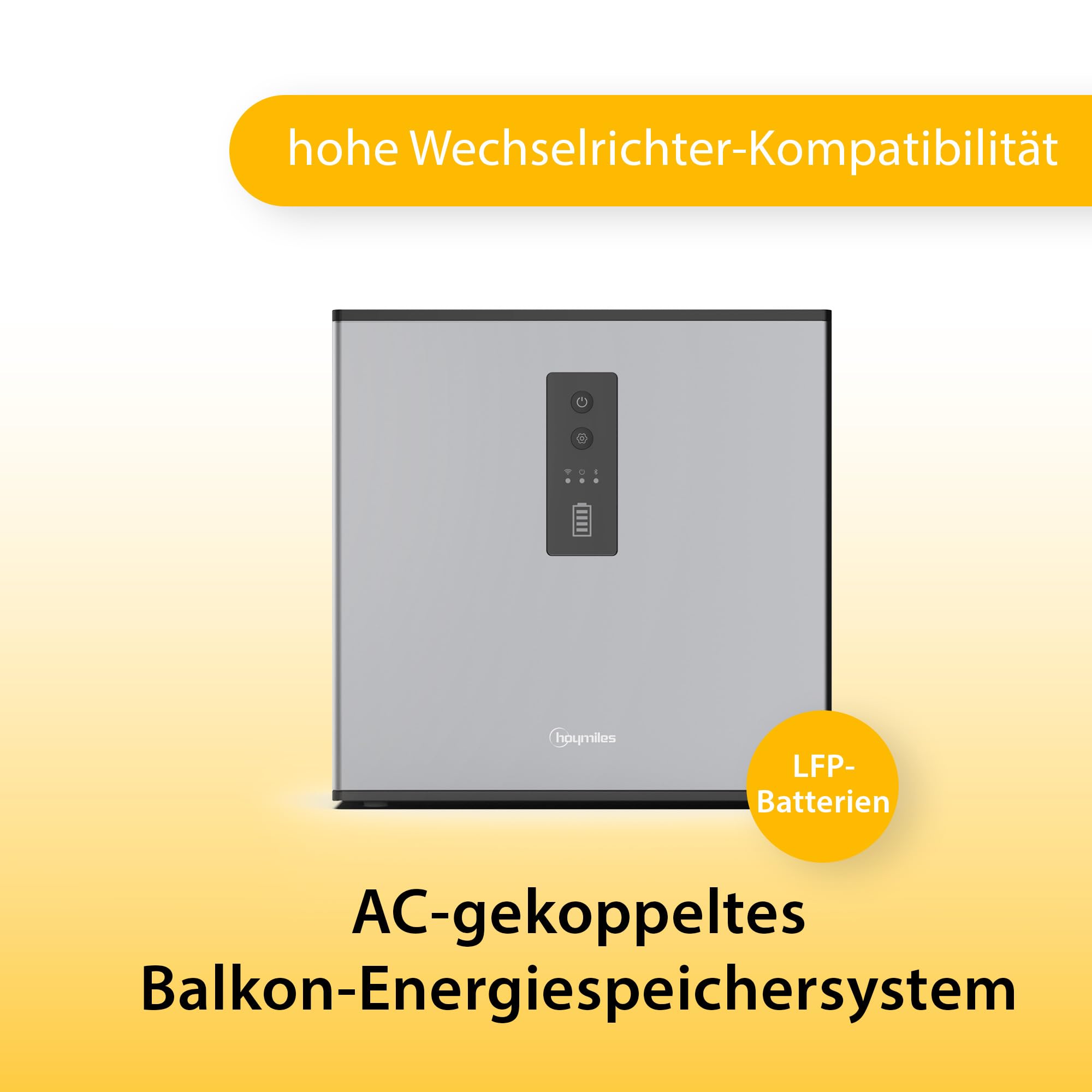 Hoymiles MS-A2 Solarbatterie 2.240Wh - 1600W 4T HMS Wechselrichter - Solarspeicher-Set für Balkonkraftwerke - LiFePo4-5m AC-Kabel - Langlebig & Sicher