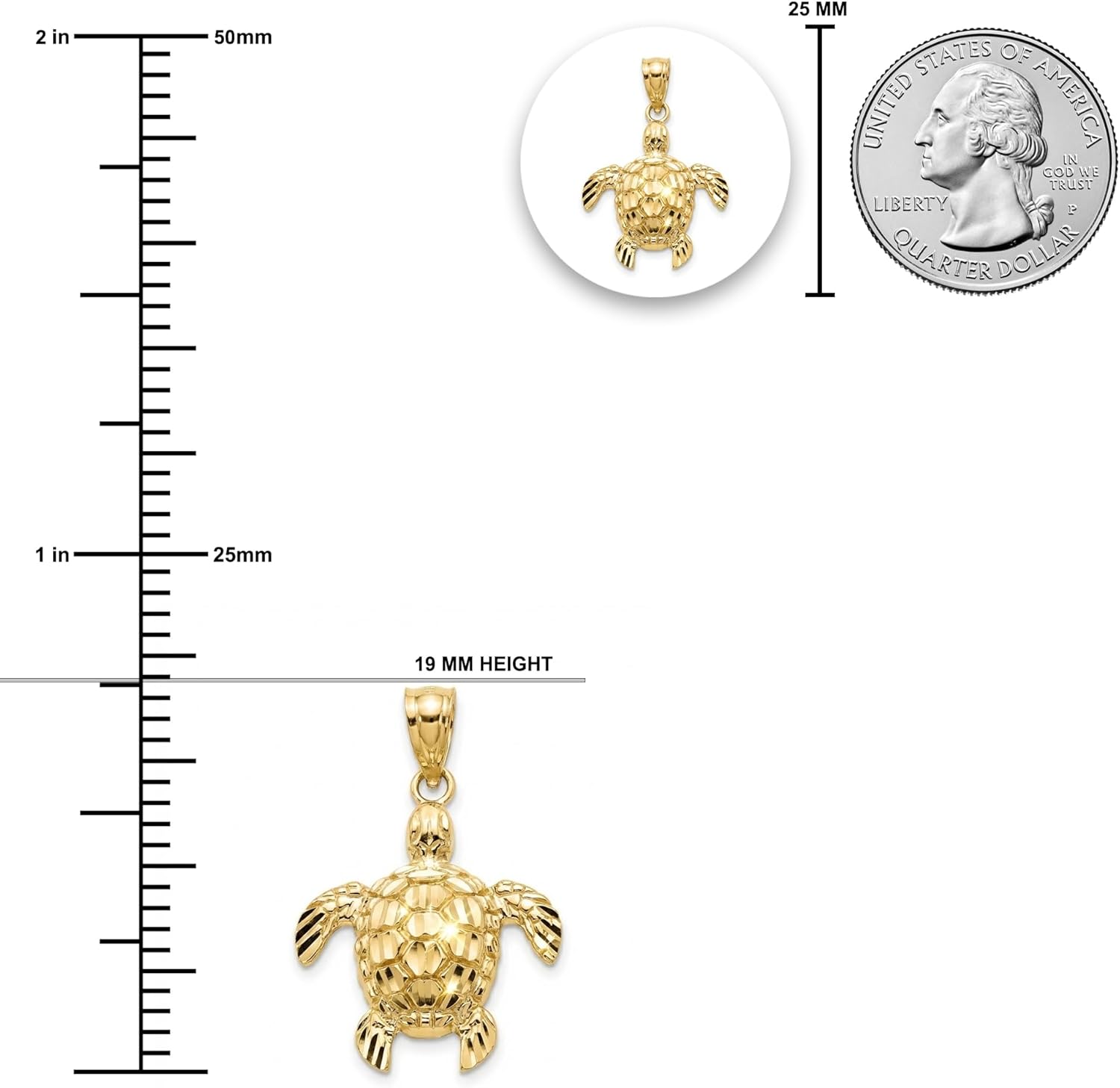 Gold Mini Turtle Charm - 10 Karat Solid Gold - Turtle Pendant - Image 4