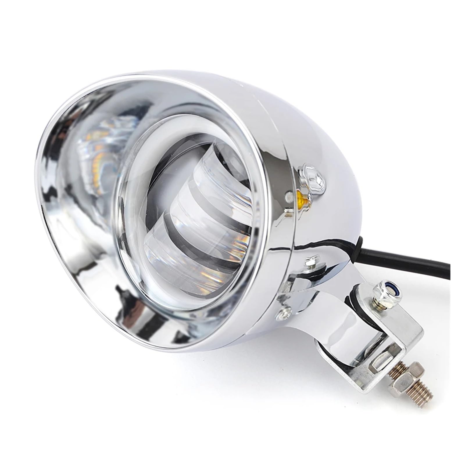 Spotlight Per Cruiser Per Chopper Per Cafe Per Racer Per Faro Anteriore Per Motocicletta Cromato Da 4'' 25W Lampada Fendinebbia A LED Retrò
