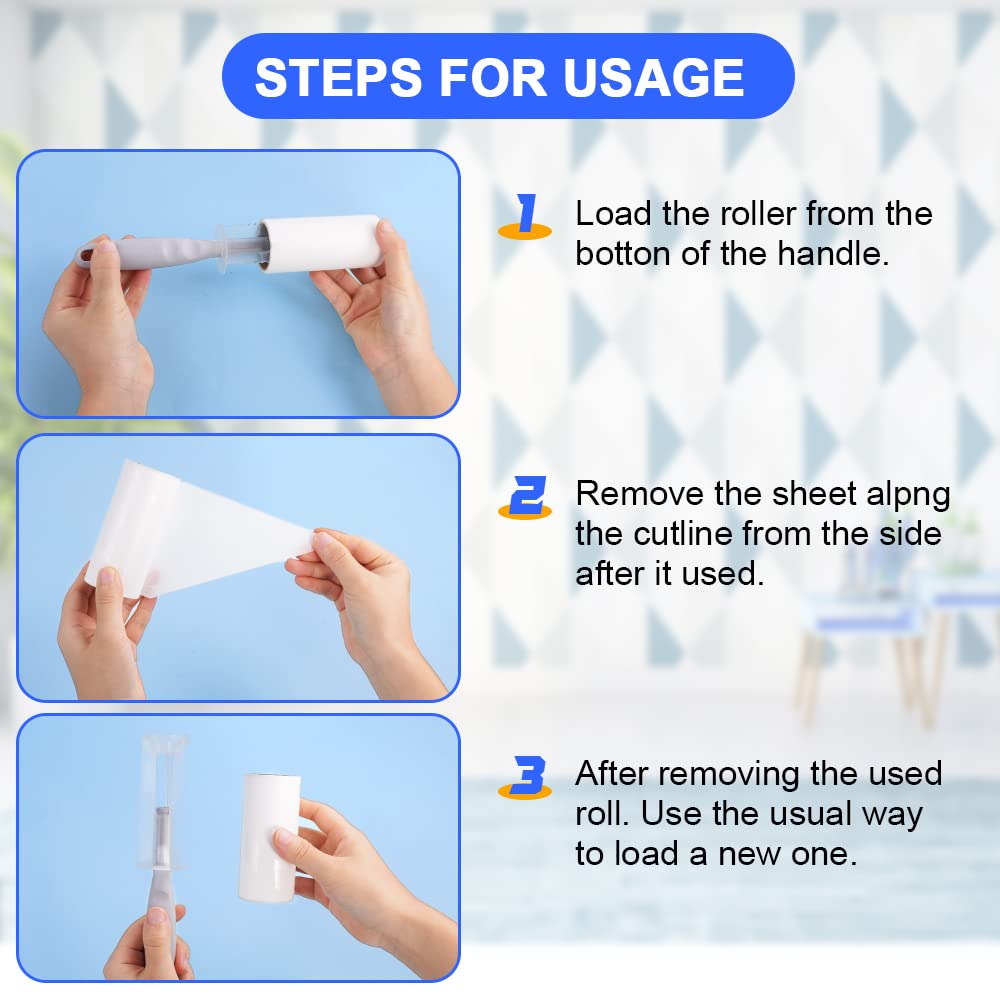 flintronic 7 Pezzi Rullo Levapelucchi Peli Cani Gatti, per Lanugine, Rotoli Rullo di Ricambio+1 Manico, Spazzola Adesiva - 420 Fogli