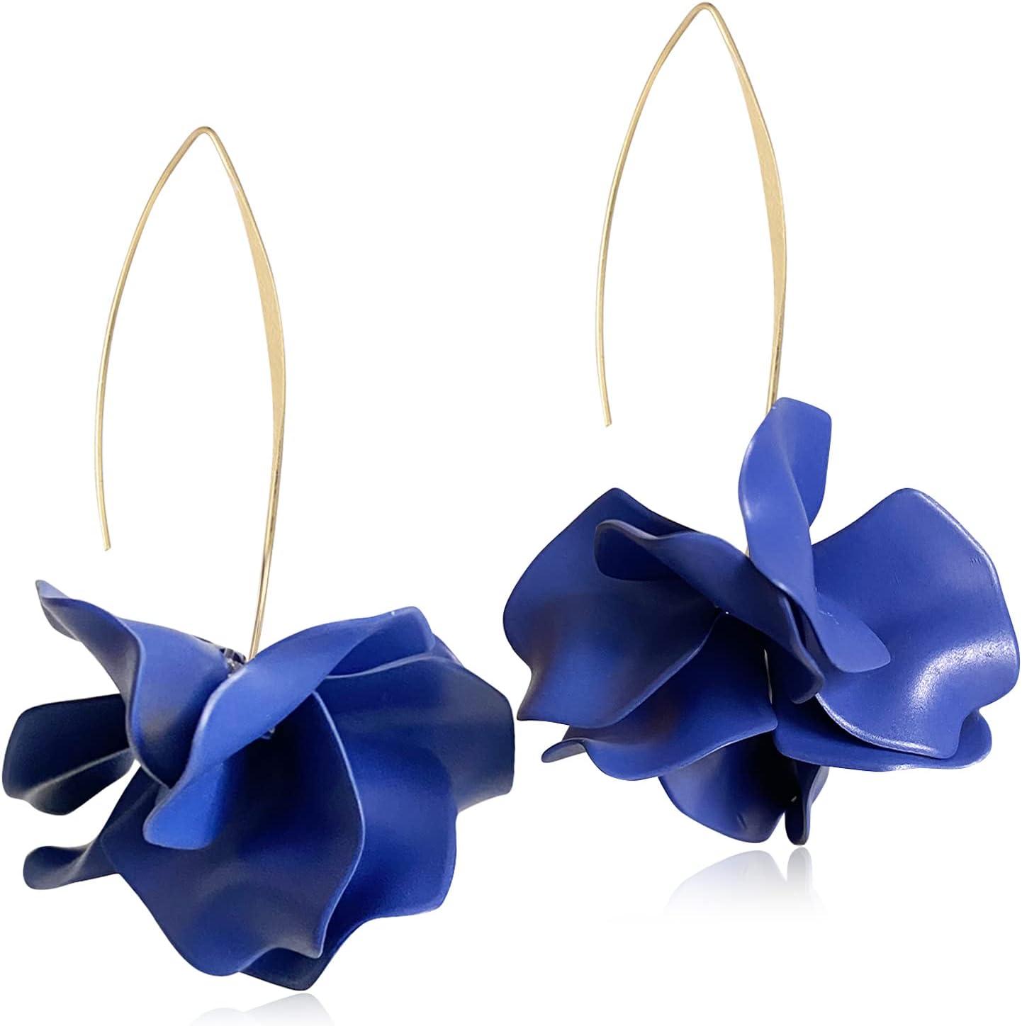 Handmade Bohemian Acrylic Large Flower Dangle Drop Earrings Unique Resin Tiered Petal Flower Line Earrings for Women
