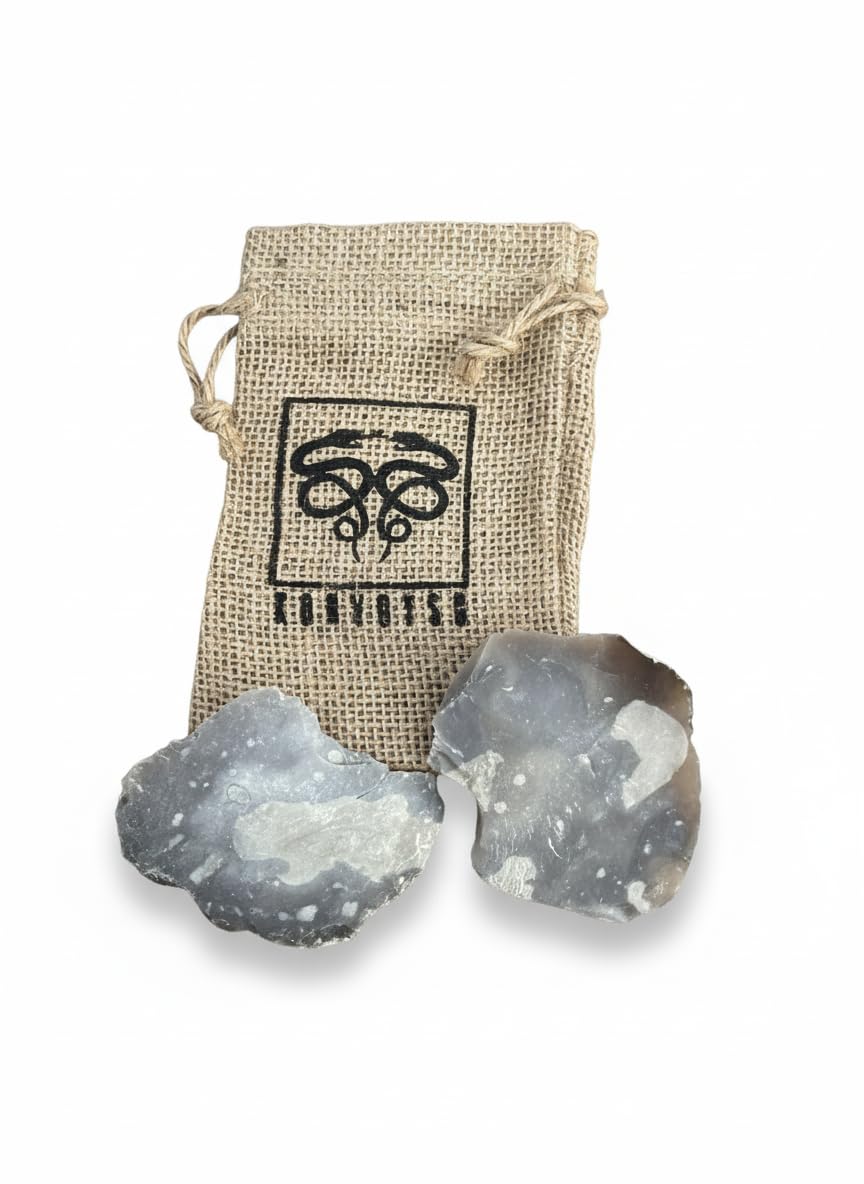 English Flint Stone Rock for Use with A Carbon Steel Striker (not included) for Bushcraft, survival and Camping Activities. Comes in an Emergency Tinder Jute Bag.