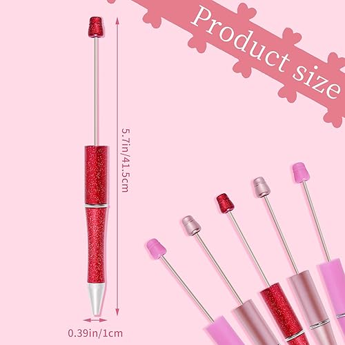 Miniatura 2 de jiebor 30 bolígrafos con cuentas para el día de San Valentín, bolígrafos de plástico con cuentas de tinta negra, bolígrafos de bricolaje lindos y