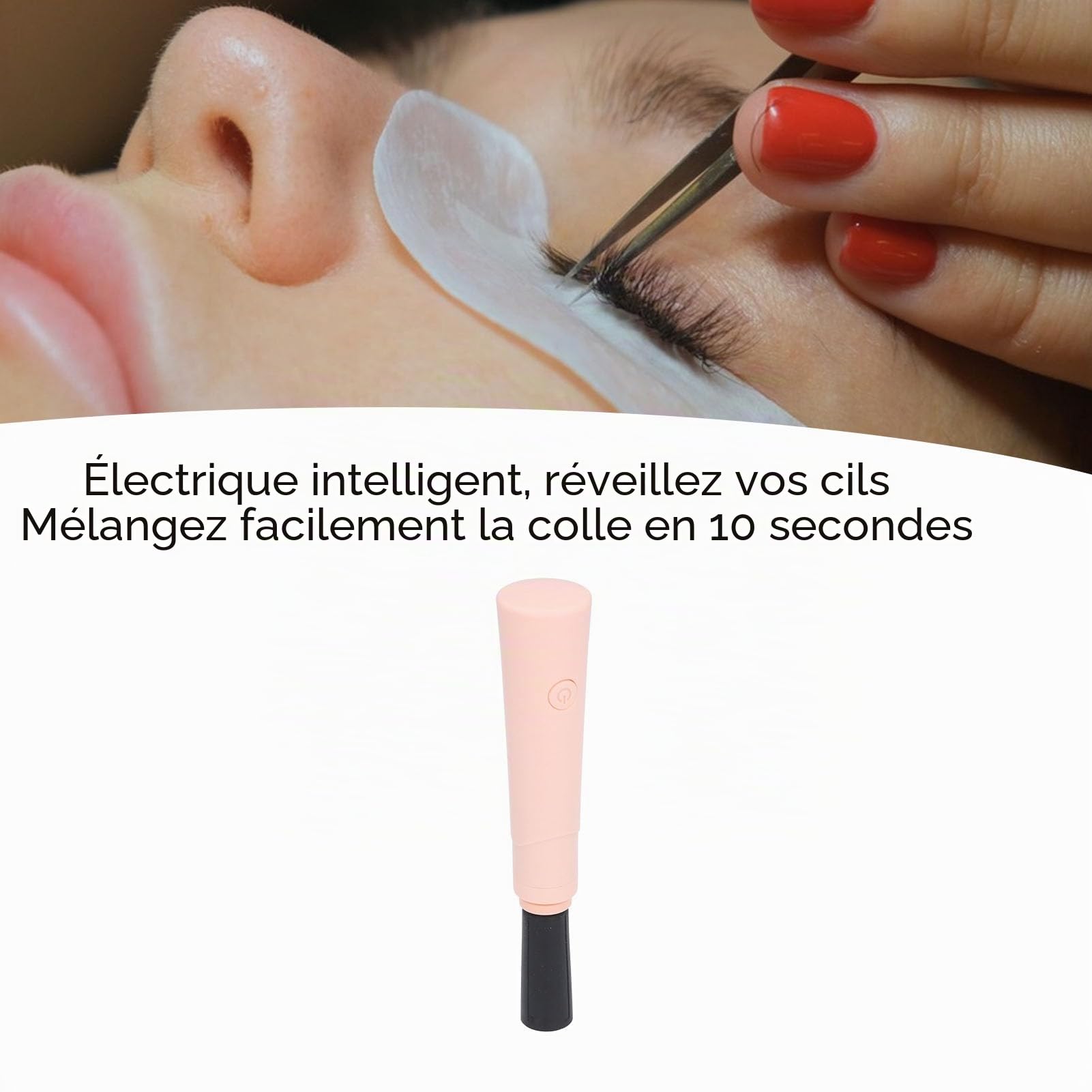 Shaker électrique pour vernis à ongles 2500 tr/min mélangeur portable pour colle à cils et vernis à ongles avec 4 tailles de calibre, noir (rose)