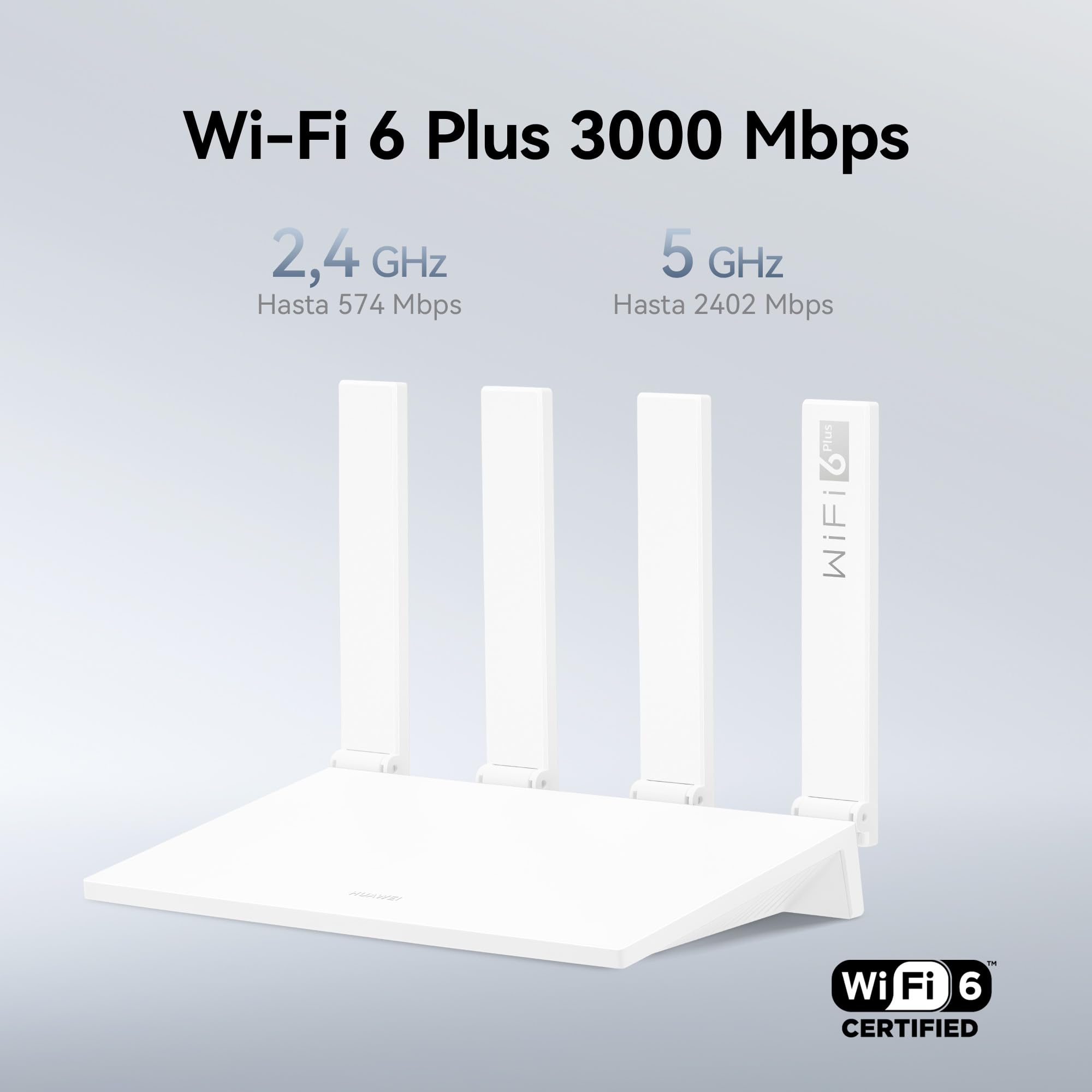 HUAWEI AX3 New Enrutador, Wi-Fi 6 Plus de Banda Dual de 3000 Mbps, 4 Puertos GE WAN/LAN Adaptables Automáticamente, Amplia Cobertura, Diagnóstico Visualizado, Idóneo para Juegos Xbox/PS5/Steam y 8K