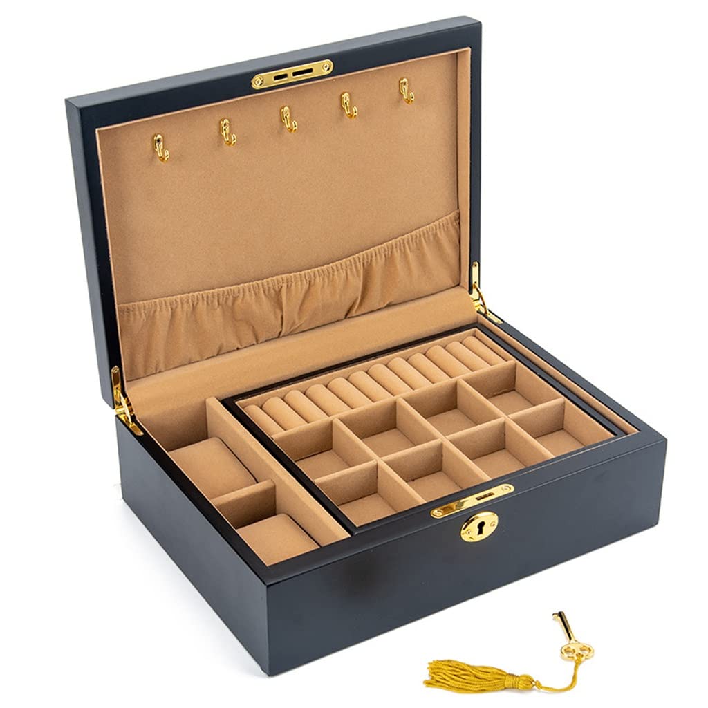 ANVLOJRIH Jewelery Box Vintage Wooden Jewelry Box Storage Box Necklace Earrings Earrings Watch String Hand Jewelry Wooden Jewlery Box(C)