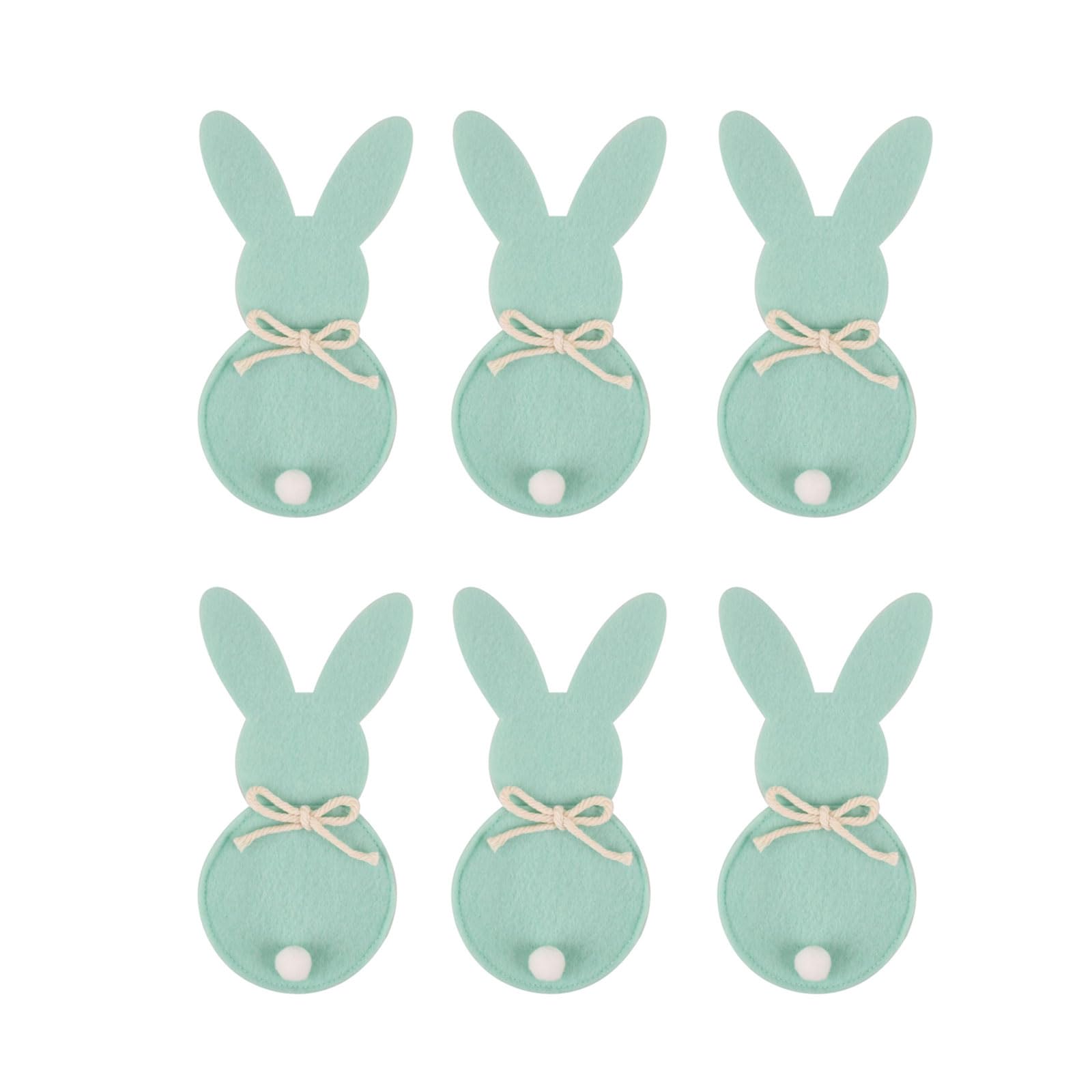 Tfaoys Mint Cutlery Case Easter Themed Dining Utensils Holder Case 6Pcs Felt Cutlery Holder Bag For Easter Parties New Year Birthday Tableware Set