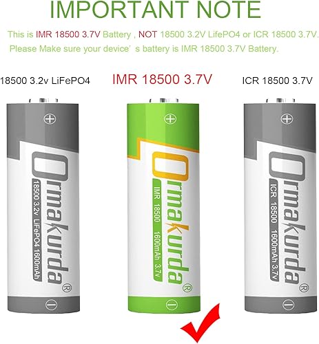 Miniatura 6 de Batería recargable 18500, IMR 18500 1600mAh 3.7V baterías recargables de iones de litio con botón superior, para linterna, luz solar de jardín