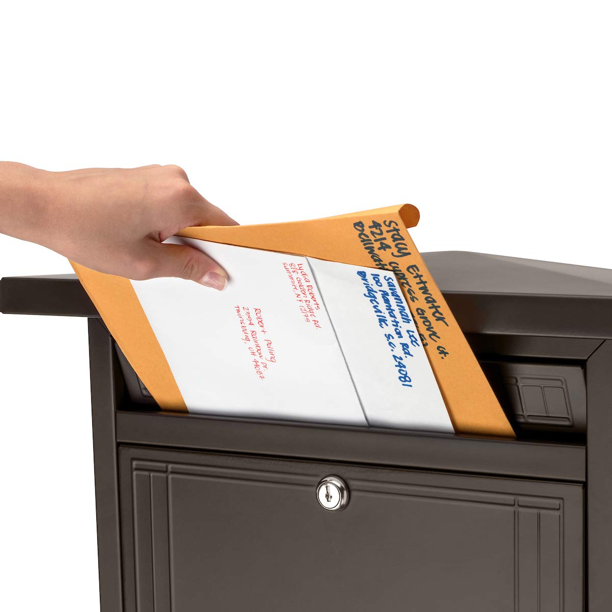 ARCHITECTURAL MAILBOXES 2427RZ-10 Frank Lloyd Wright Collection Wallmount Mailbox, Medium, Rubbed Bronze