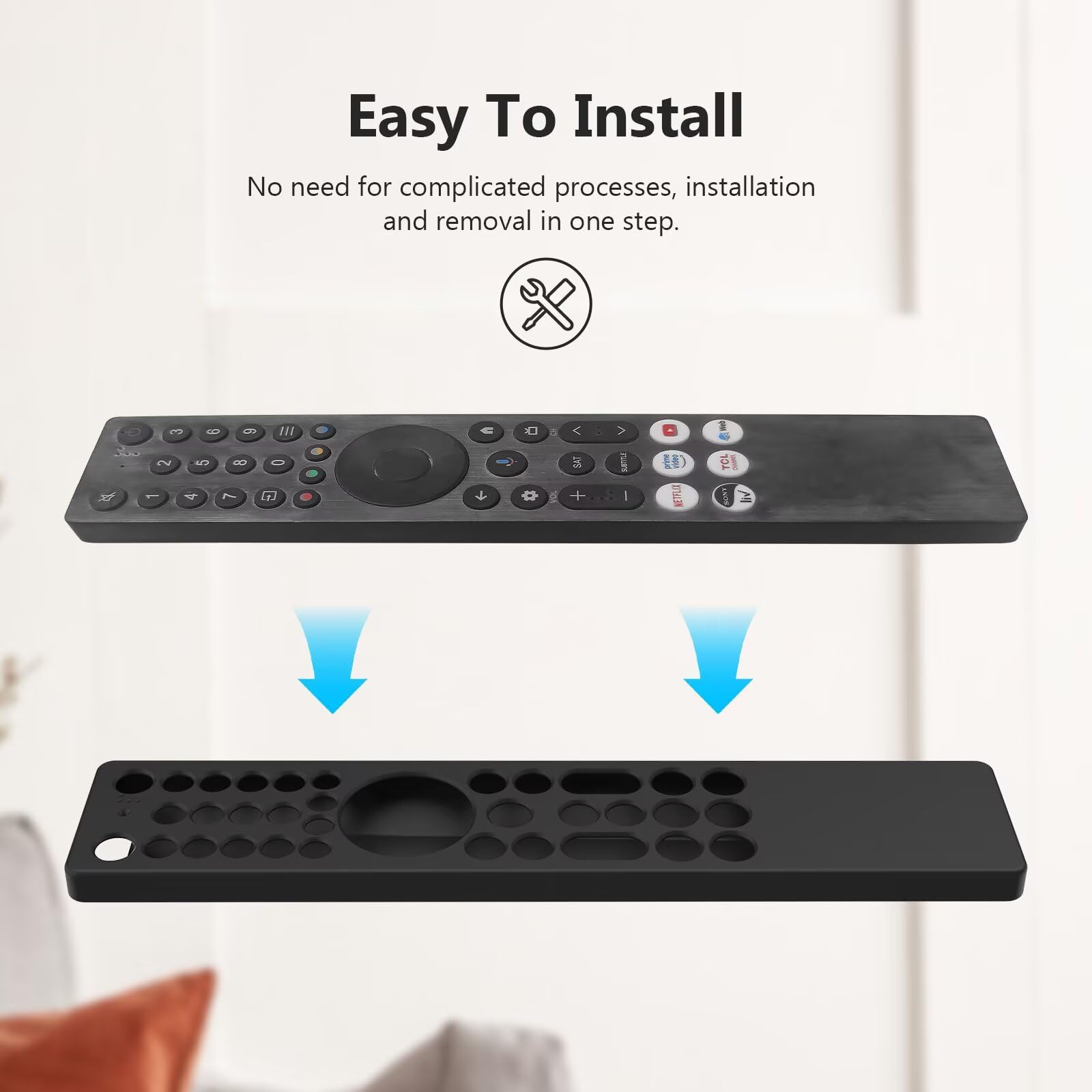 FTRONGRT Cover Compatibile con TCL RC833A, Ultrasottile e Leggero, Anticollisione Custodia Protettiva per Telecomando in Silicone. Nero