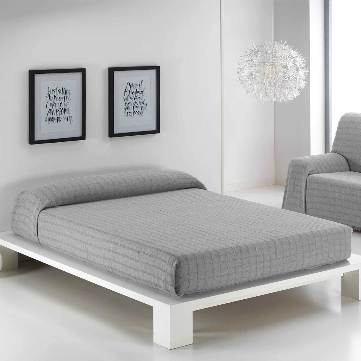 Colcha Cama 150 Colcha Multiusos Acomoda 230x260cm - Algodón/poliéster -  Gris Oscuro - Para Sofá O Cama Colchas Para Sofa, image size:1200x1200