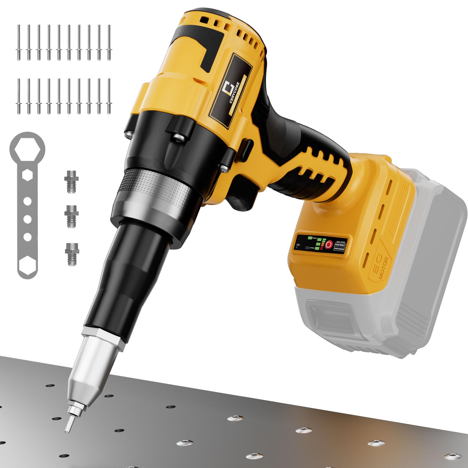 Pop Rivet Gun for Dewalt 20V Battery, Cordless Rivet Tool with 3 Size (1/8