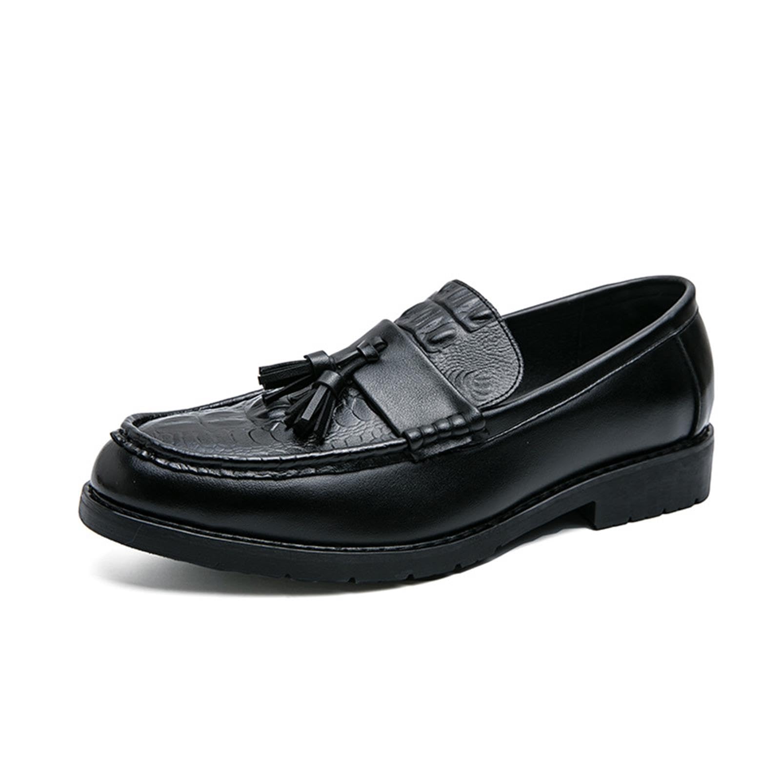 Mocasines con Borlas para Hombre Zapatos de Vestir Sin Cordones Patrón de Cocodrilo Cuero Sintético Casual Negocios Boda